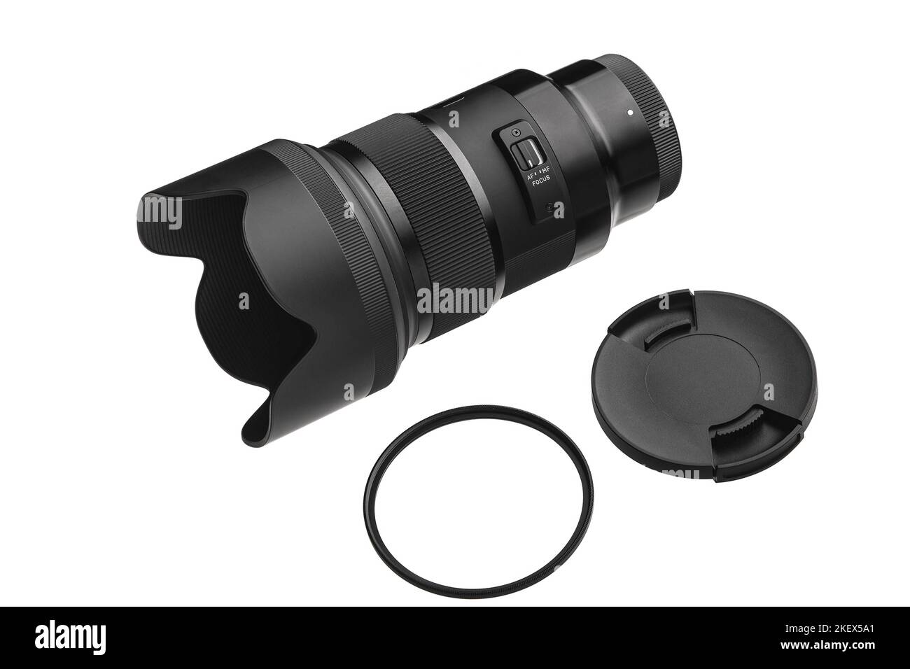 Modern lens with a focal length of 50 mm and aperture f 1.4 isolate on