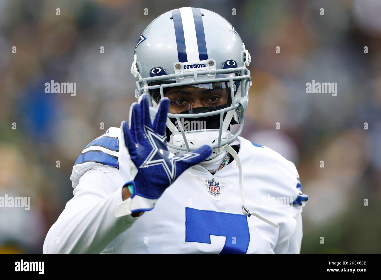 February 5, 2022: Dallas Cowboys cornerback Trevon Diggs (7) during the NFC Pro  Bowl Practice at Las Vegas Ballpark in Las Vegas, Nevada. Darren Lee/(Photo  by Darren Lee/CSM/Sipa USA Stock Photo 