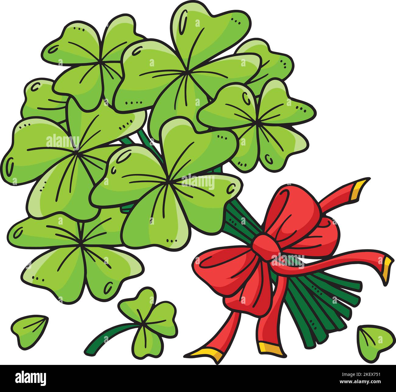 St. Patricks Bundle of Shamrocks Cartoon Clipart Stock Vector Image