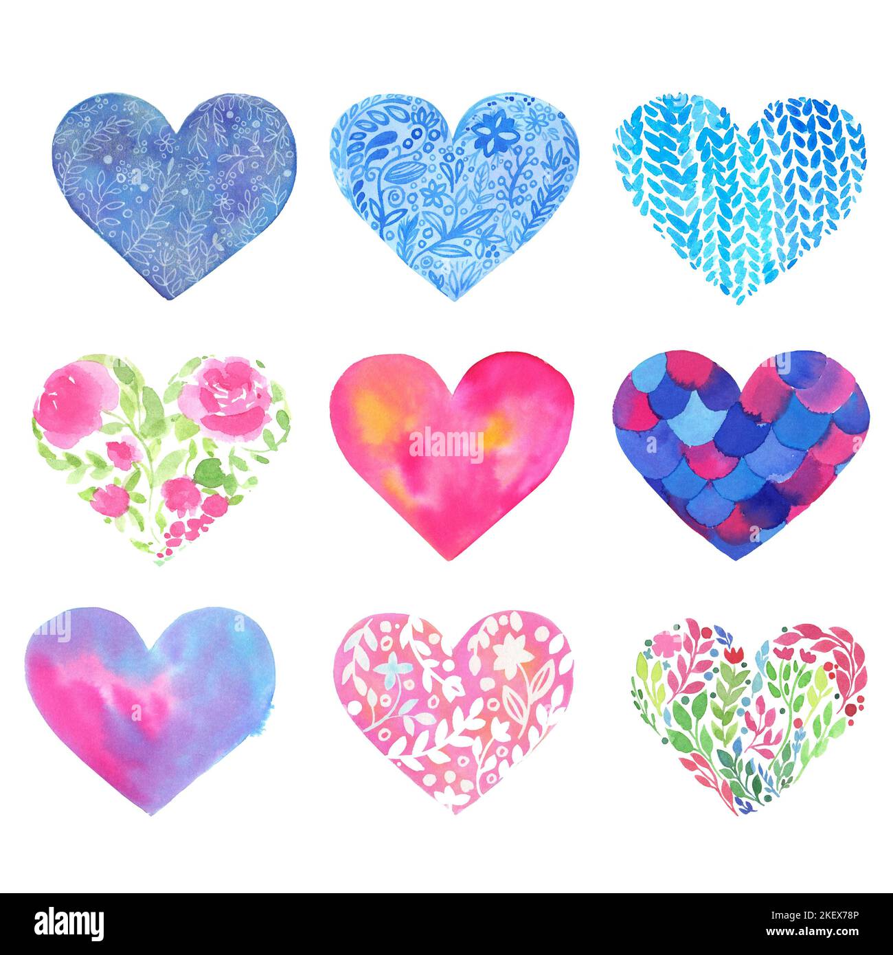Watercolor illustration set of love Saint Valentine's illustration ...