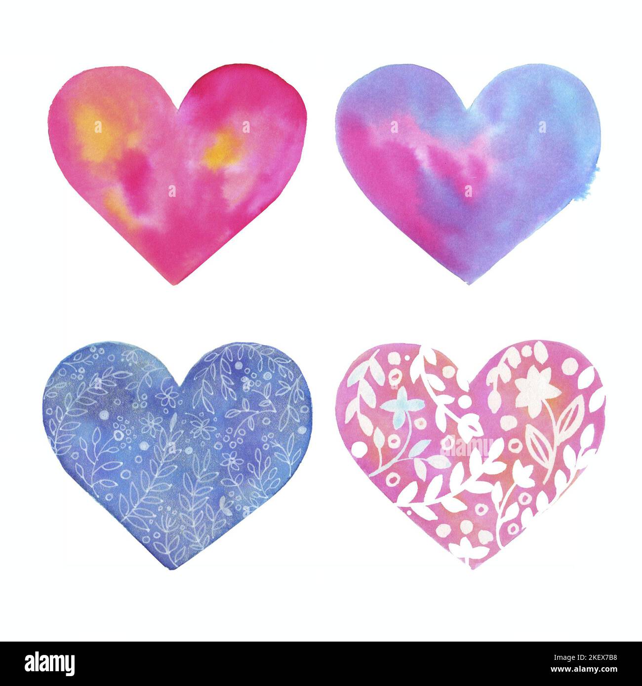 Watercolor illustration set of love Saint Valentine's illustration ...