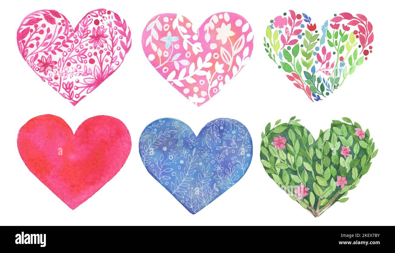 Watercolor illustration set of love Saint Valentine's illustration ...