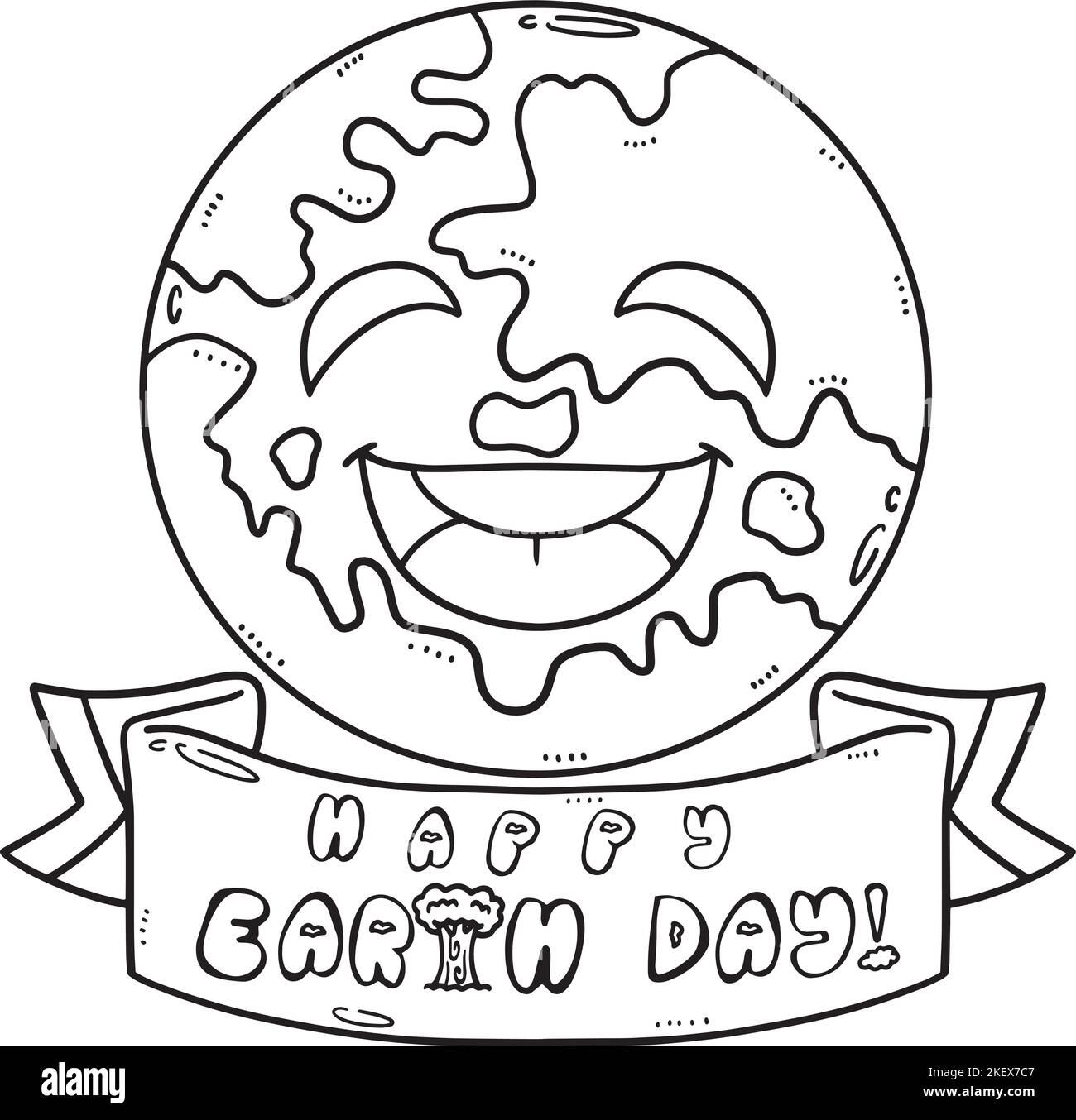 Happy Earth Day Isolated Coloring Page for Kids Stock Vector Image