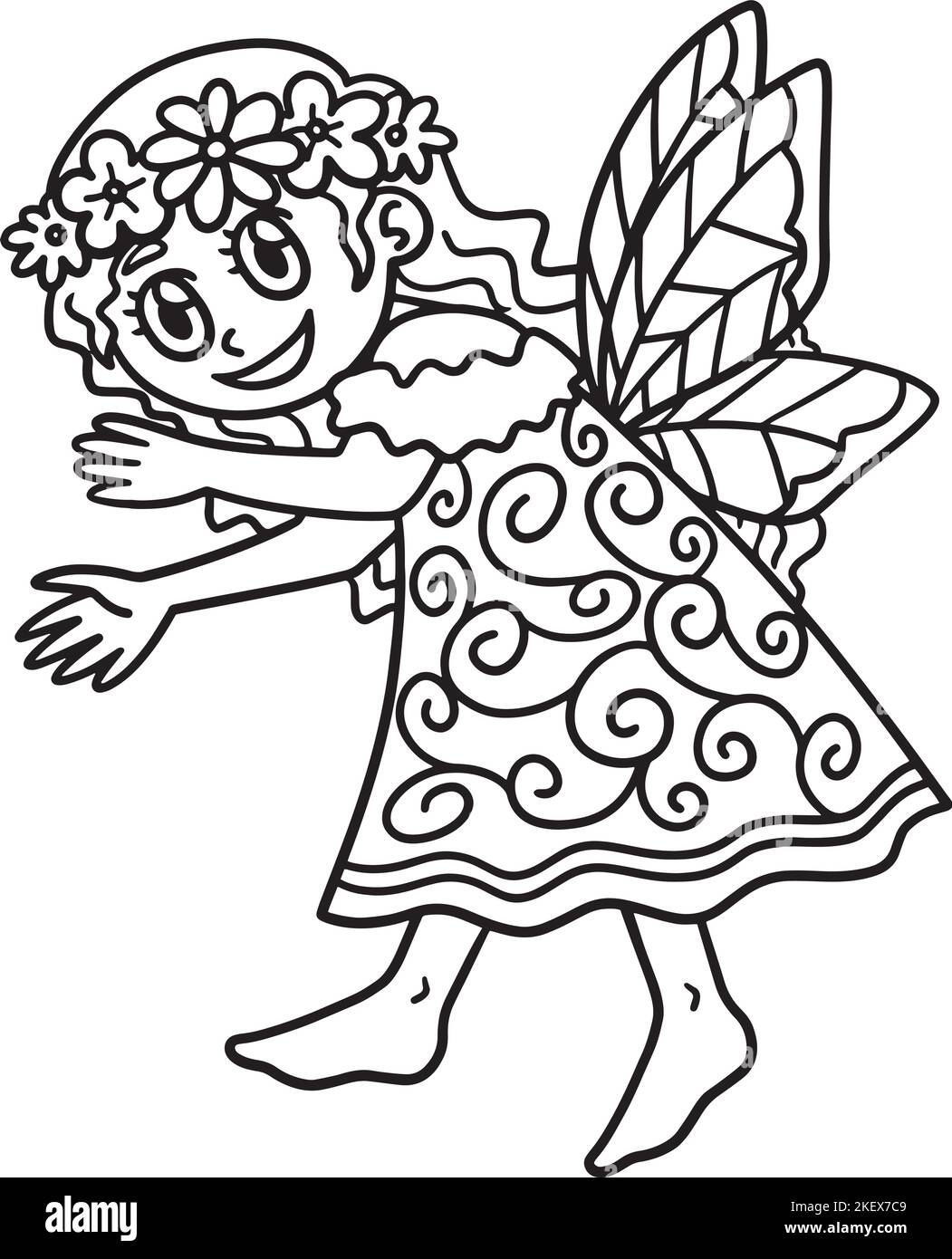 Earth Day Little Fairy Isolated Coloring Page Stock Vector Image & Art