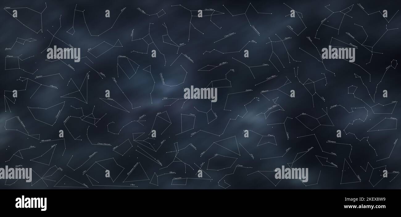 Star Constellations Map With All 88 Star Constellations Stock Photo - Alamy