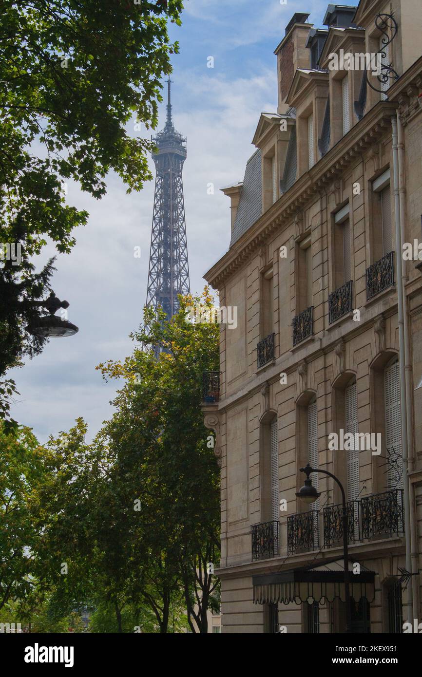 Paris (France) View of the effel tower between the buildings Stock ...