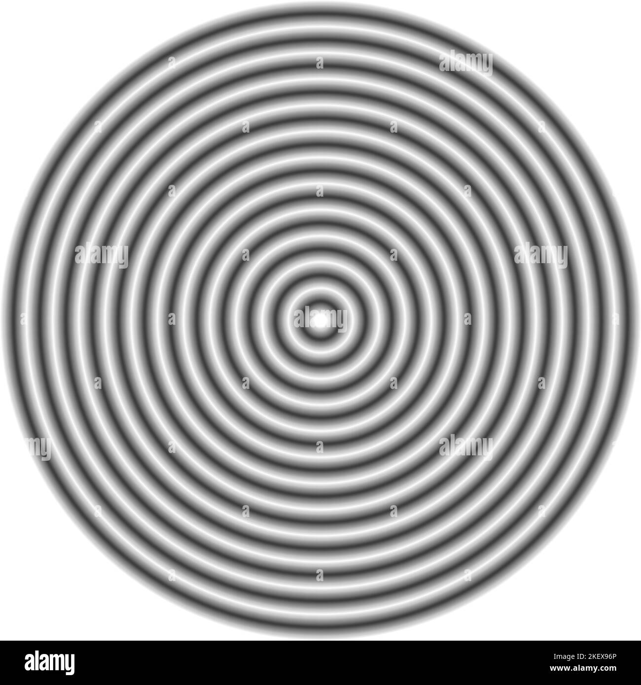 Concentric ripple circles set. Sonar or sound wave rings collection. Epicentre, target, radar icon concept. Radial signal or vibration elements. Stock Vector