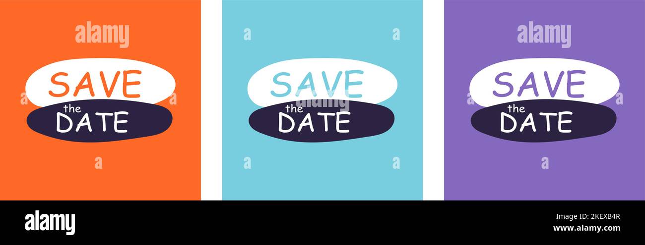 Save the date post in modern style. Set different posters Stock Vector