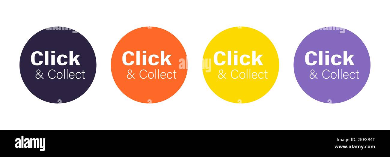 Click and collect on speech bubbles set Stock Vector