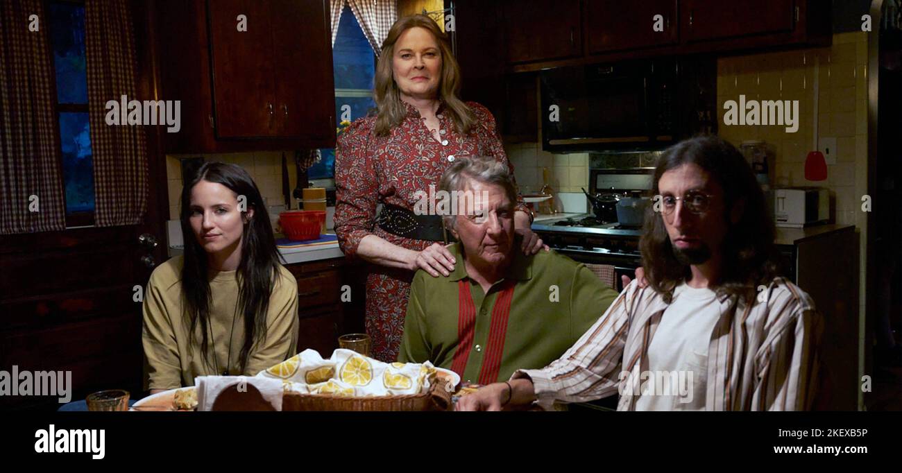 AS THEY MADE US, from left Dianna Agron, Candice Bergen, Dustin Hoffman, Simon Helberg, 2022