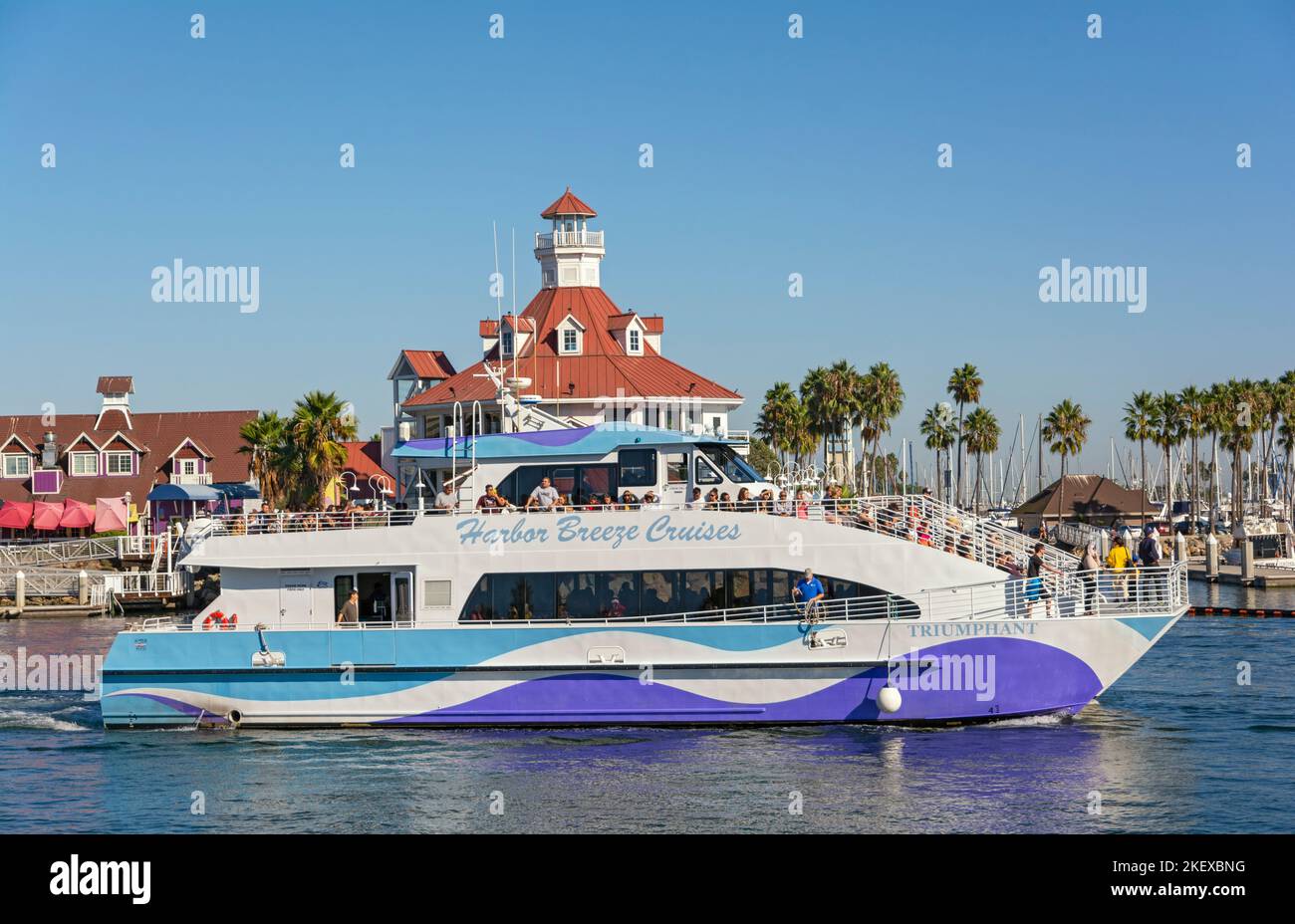 California, Long Beach, harbor cruise boat, Shoreline Village Stock
