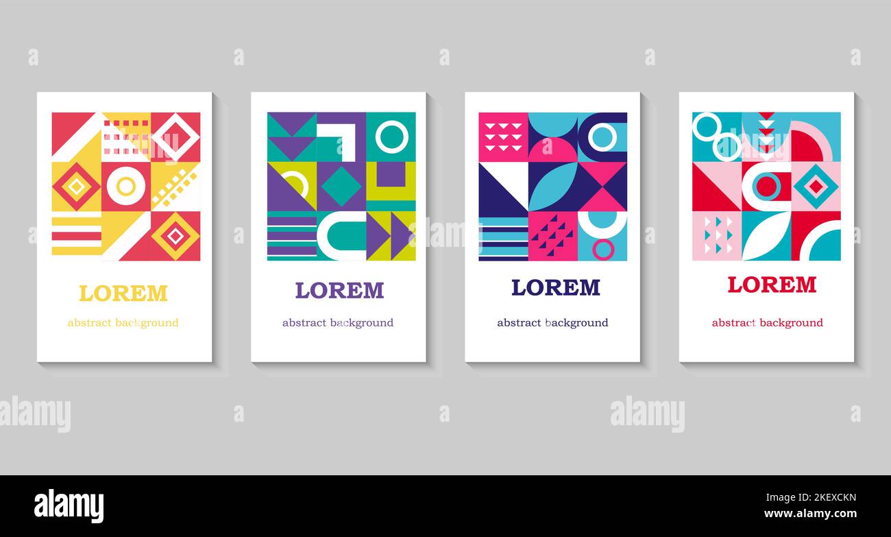 Geometric poster templates. Bauhaus style covers with abstract geometry ...