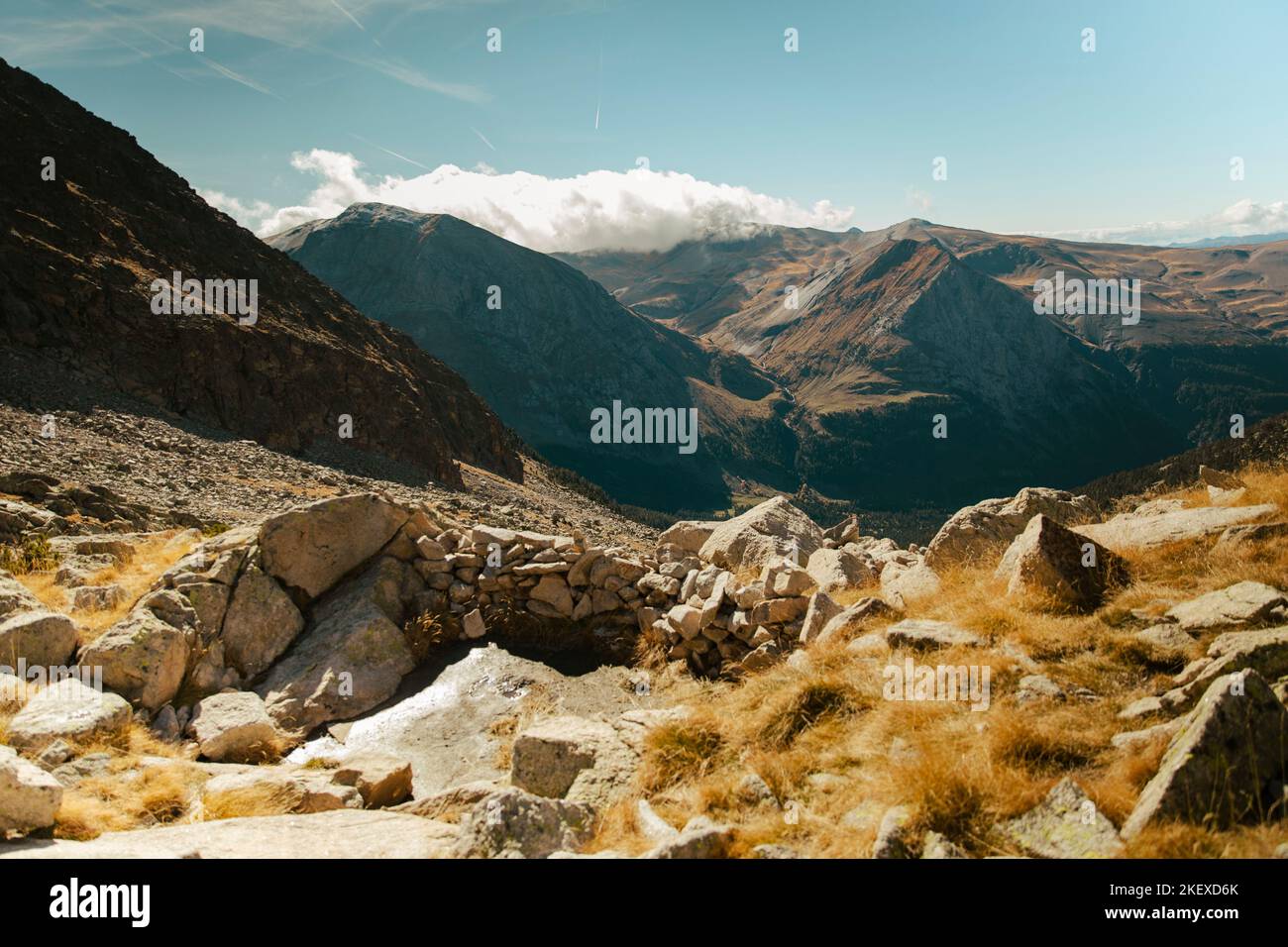 Mountain seen from the top during a beautiful autumn day Stock Photo