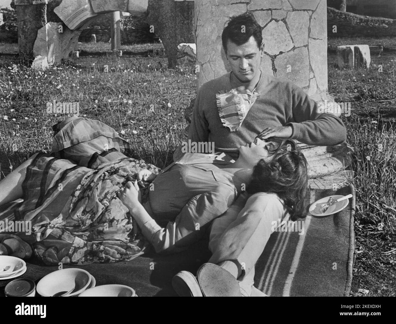 Gina Lollabrigida, Rock Hudson, on-set of the Film, 'Come September', Universal Pictures, 1961 Stock Photo