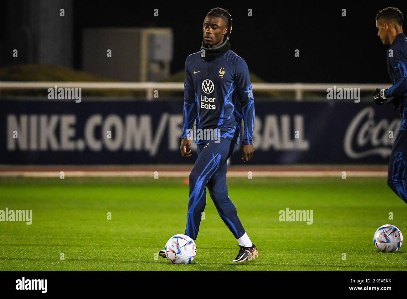 Clairefontaine-en-Yvelines, France, France. 14th Nov, 2022. Eduardo  CAMAVINGA of France during the training of the French team before the FIFA  World Cup 2022 in Centre National du Football on November 14, 2022