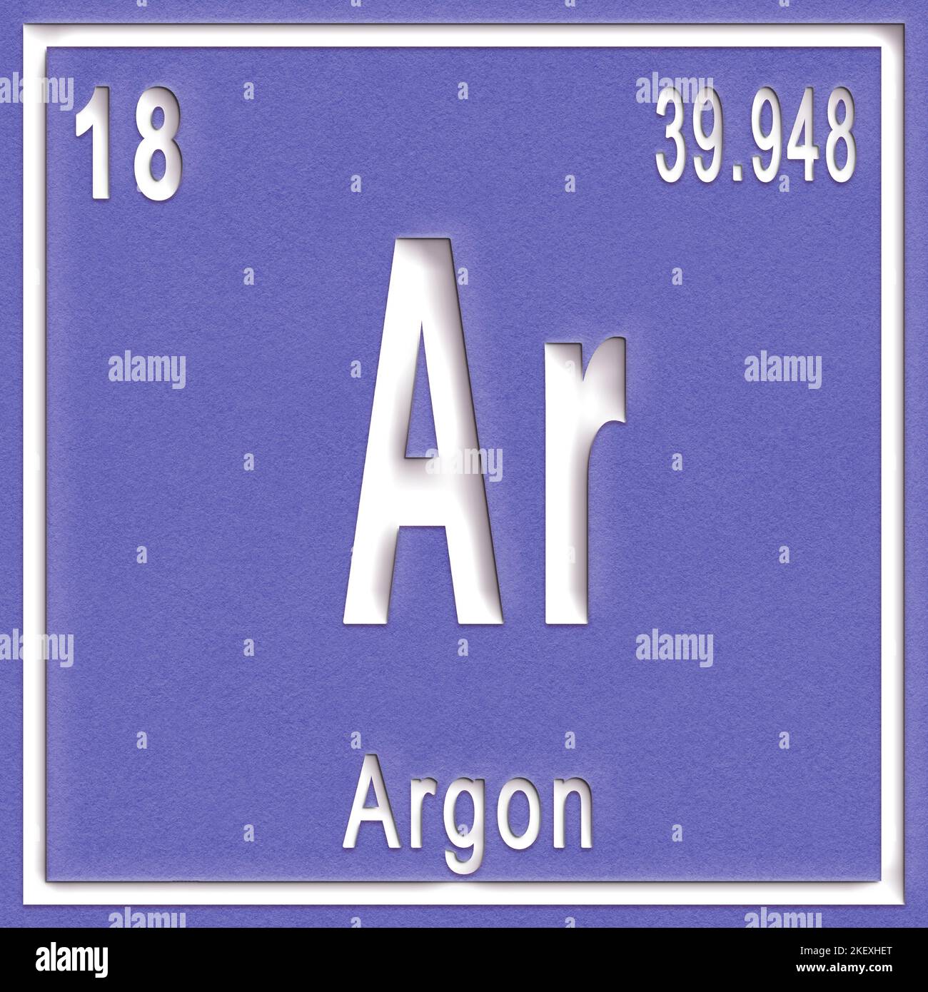 Argon chemical element, Sign with atomic number and atomic weight, Periodic Table Element Stock Photo