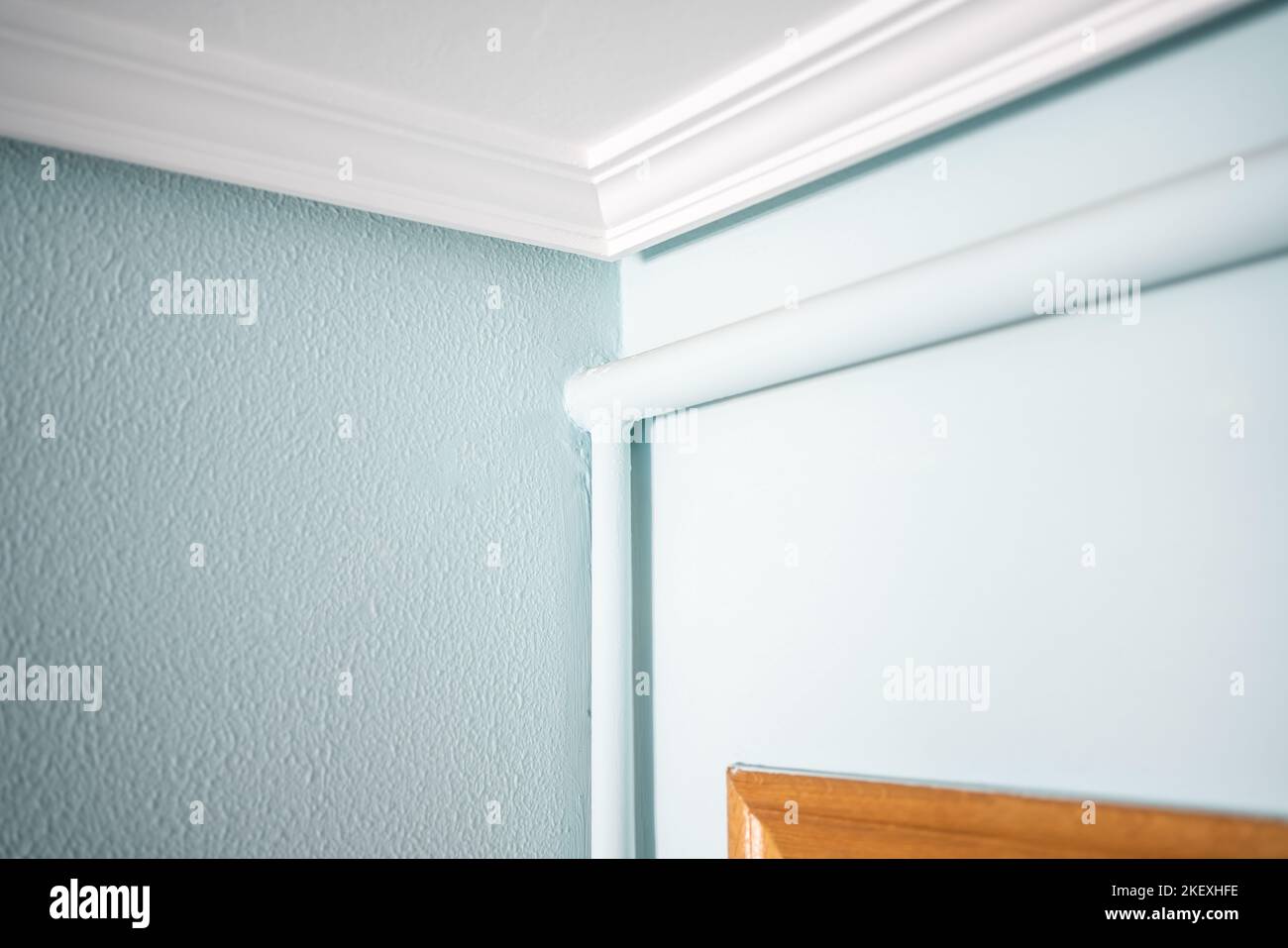 Water and heating pipe outside the wall inside a home Stock Photo Alamy