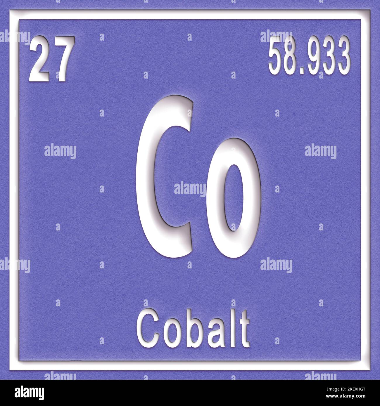 Cobalt chemical element, Sign with atomic number and atomic weight