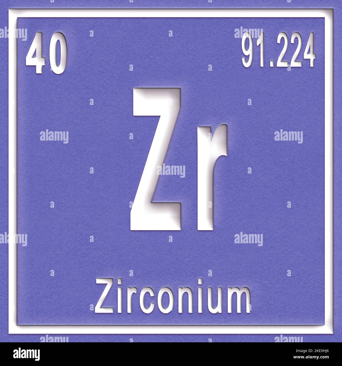 Zirconium chemical element, Sign with atomic number and atomic weight