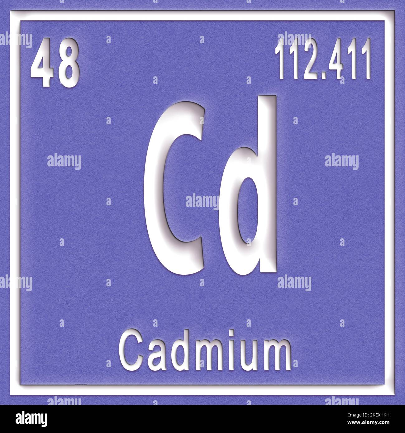 Cadmium chemical element, Sign with atomic number and atomic weight