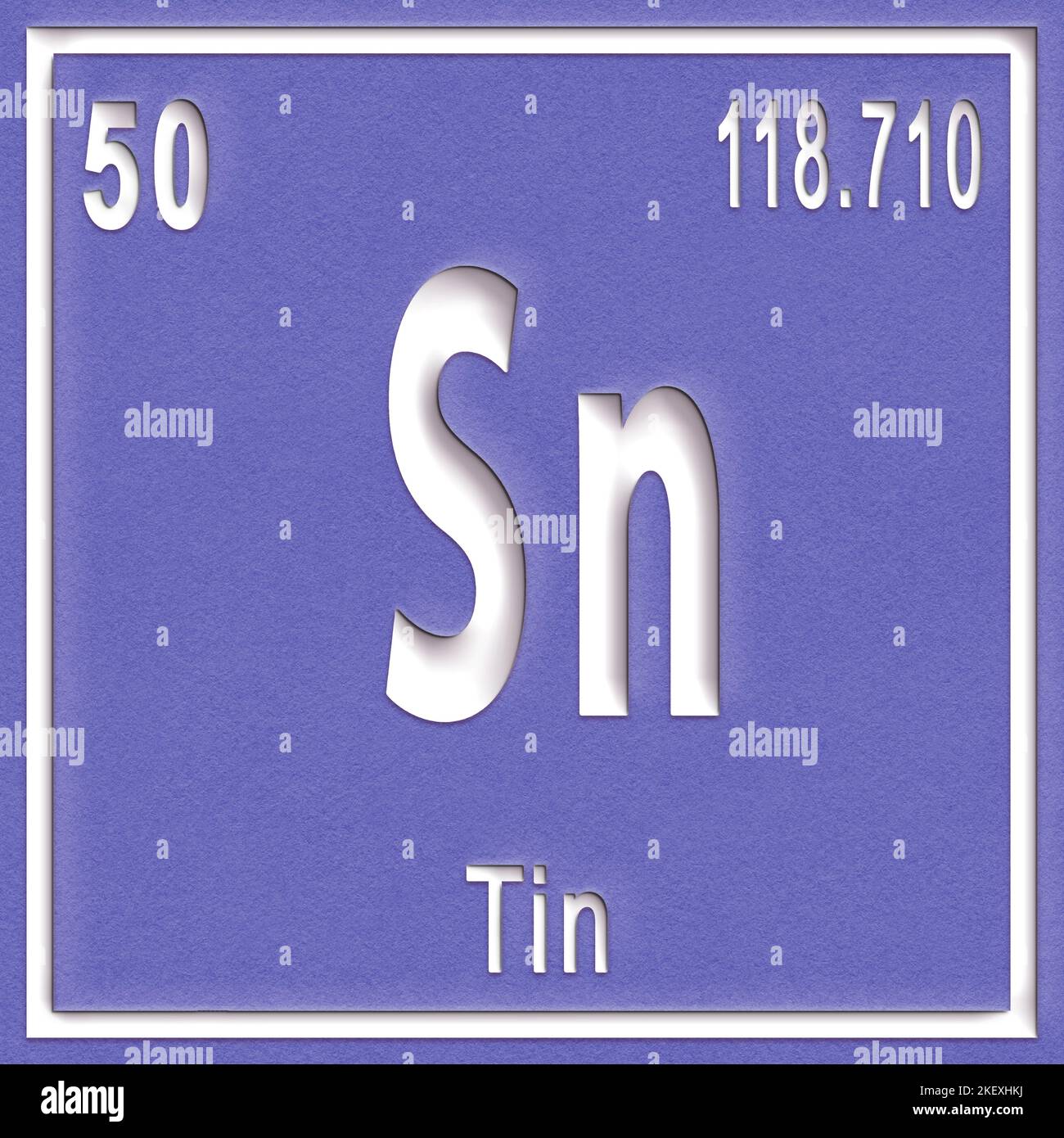 Tin chemical element, Sign with atomic number and atomic weight