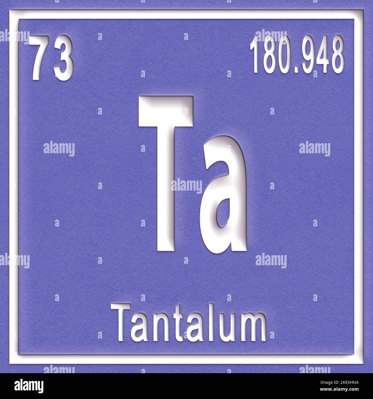 Tantalum chemical element, Sign with atomic number and atomic weight
