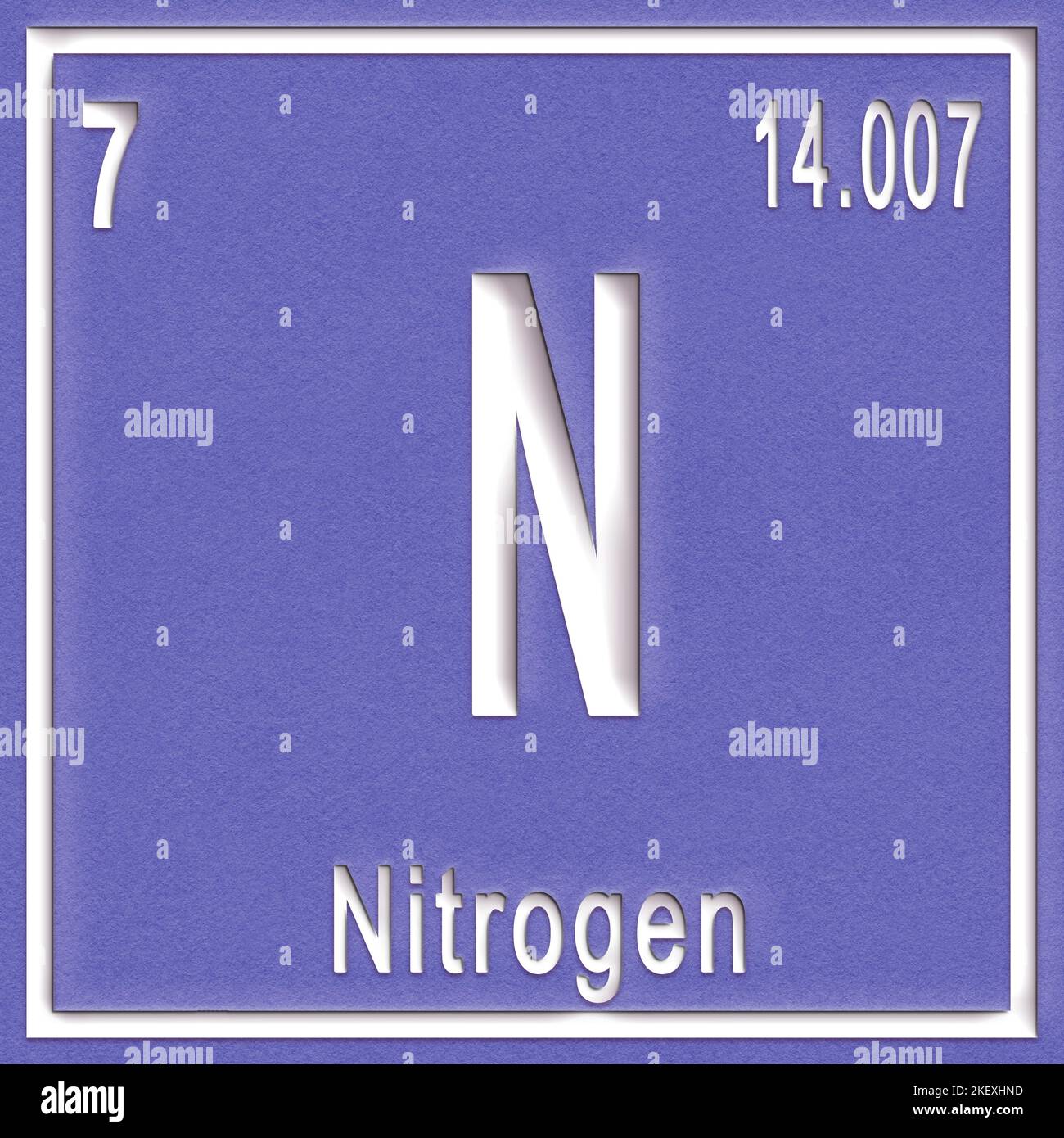 Nitrogen chemical element, Sign with atomic number and atomic weight