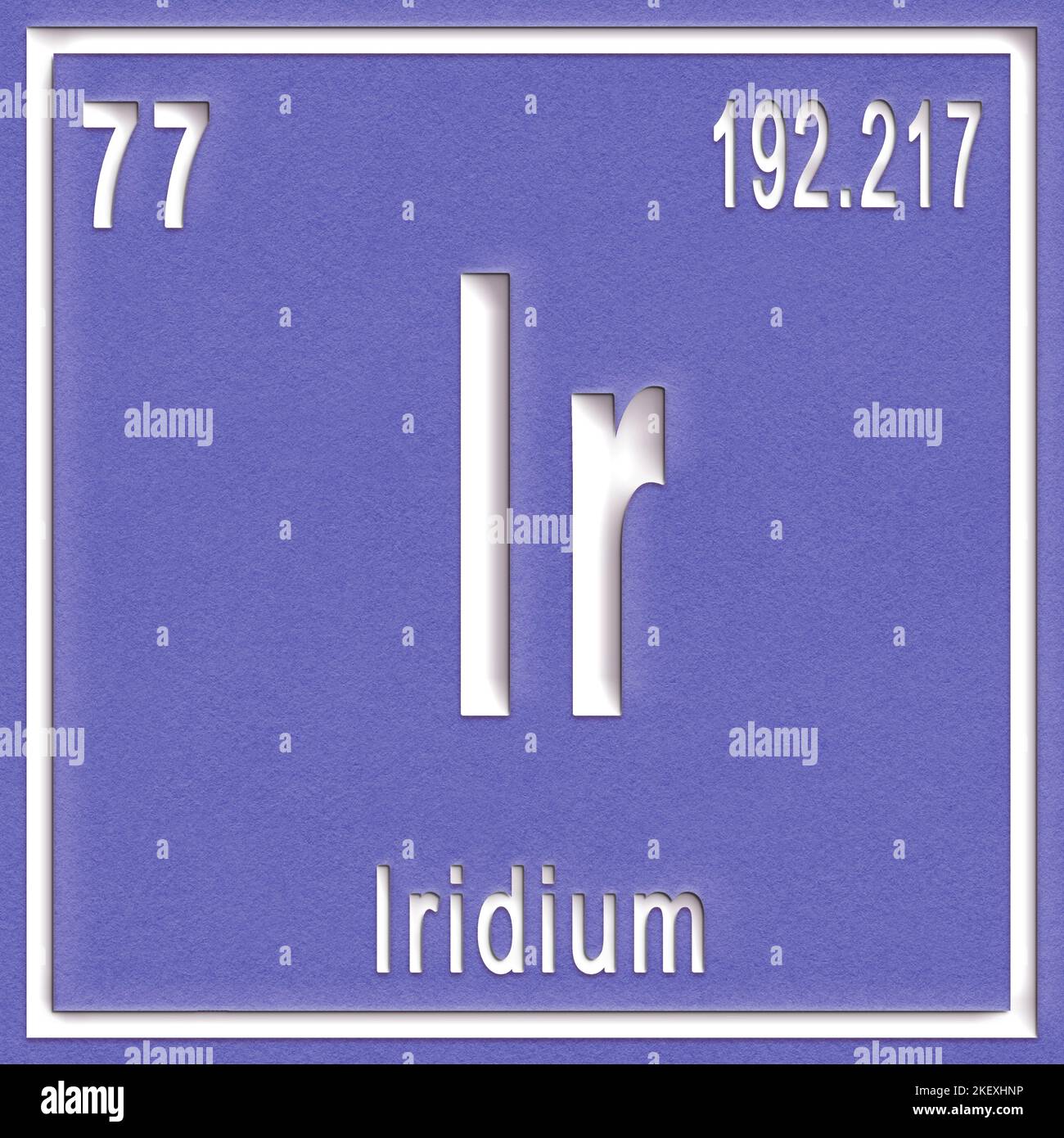 Iridium chemical element, Sign with atomic number and atomic weight, Periodic Table Element Stock Photo