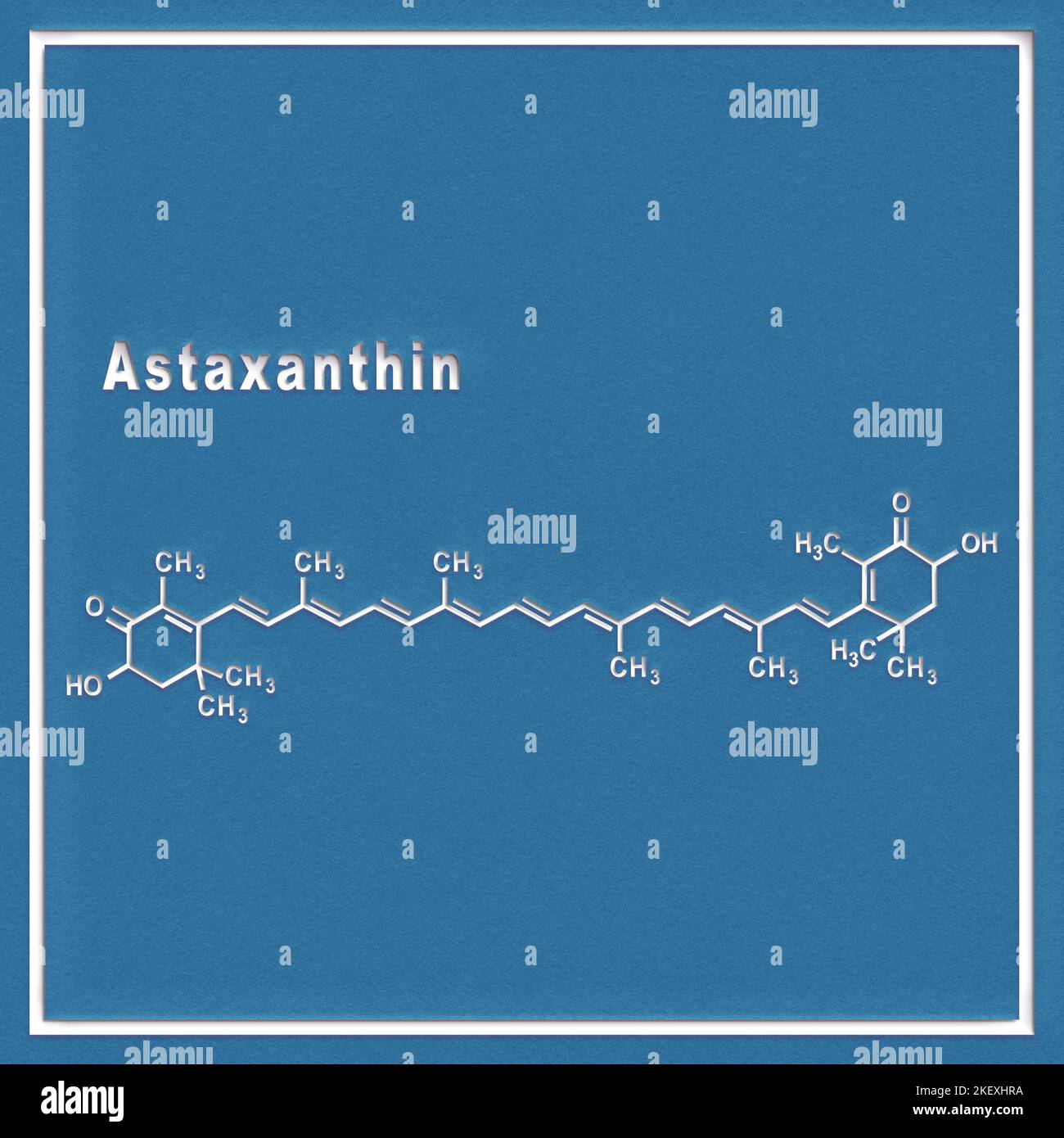 Astaxanthin ketocarotenoid, Structural chemical formula on a white