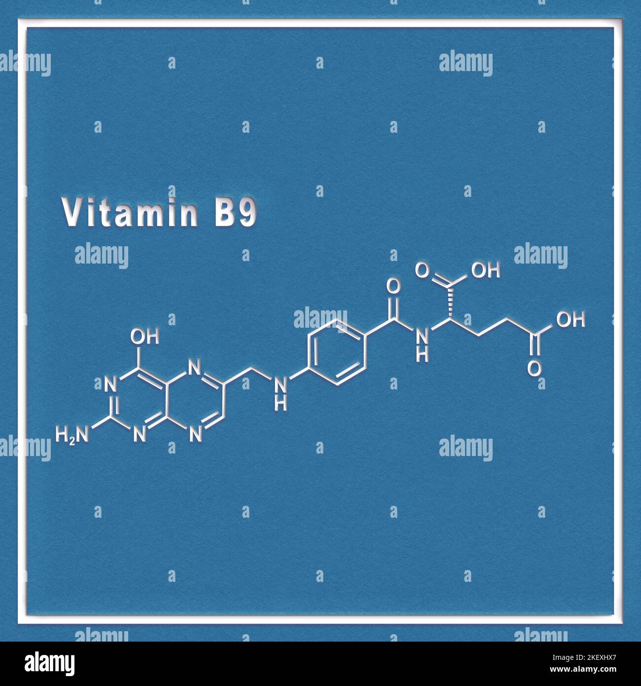 Vitamin B9, Folic Acid, Structural Chemical Formula On A White ...