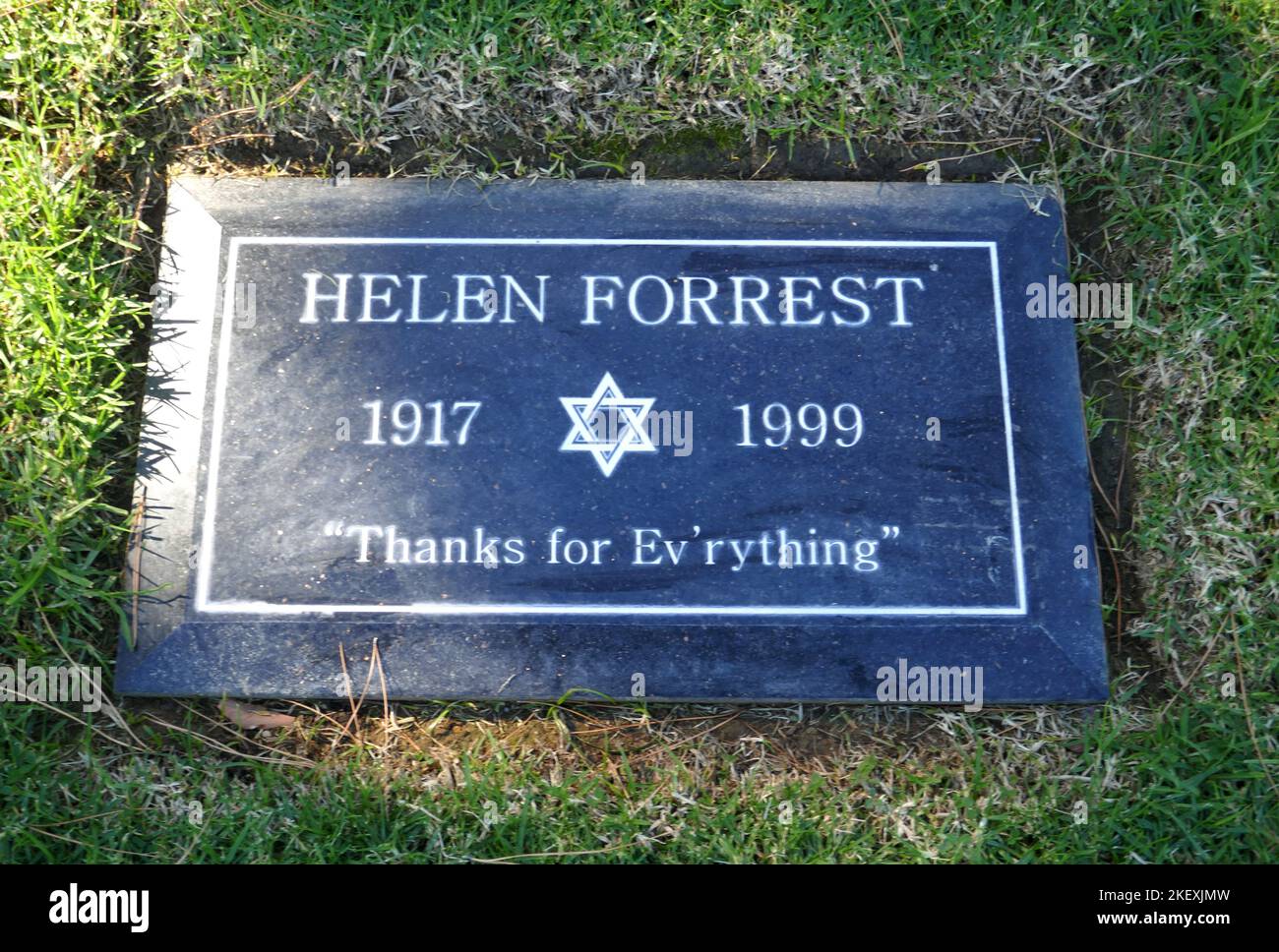 Los Angeles, California, USA 10th November 2022 Actress Helen Forrest's Grave at Mount Sinai Memorial Park on November 10, 2022 in Los Angeles, California, USA. Photo by Barry King/Alamy Stock Photo Stock Photo