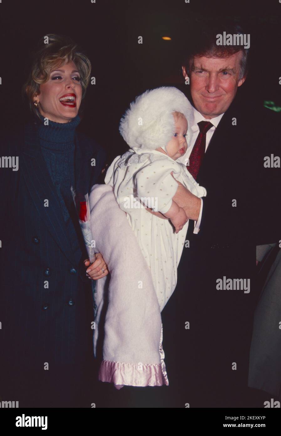 Marla Maples Trump and Donald Trump with daughter Tiffany Trump outside the Minskoff Theatre in New York City in March 29, 1994.  Photo Credit: Henry McGee/MediaPunch Stock Photo