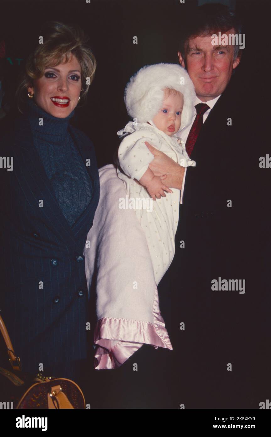 Marla Maples Trump and Donald Trump with daughter Tiffany Trump outside the Minskoff Theatre in New York City in March 29, 1994.  Photo Credit: Henry McGee/MediaPunch Stock Photo