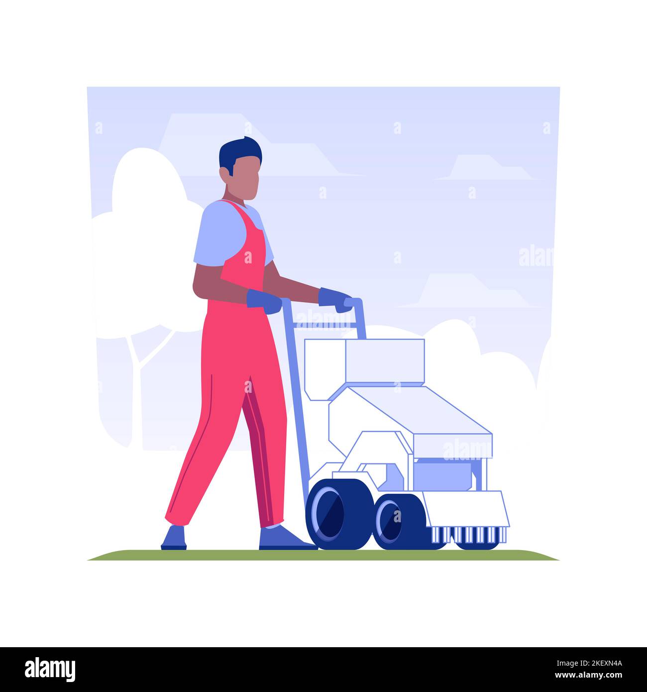 Lawn seeding isolated concept vector illustration. Professional