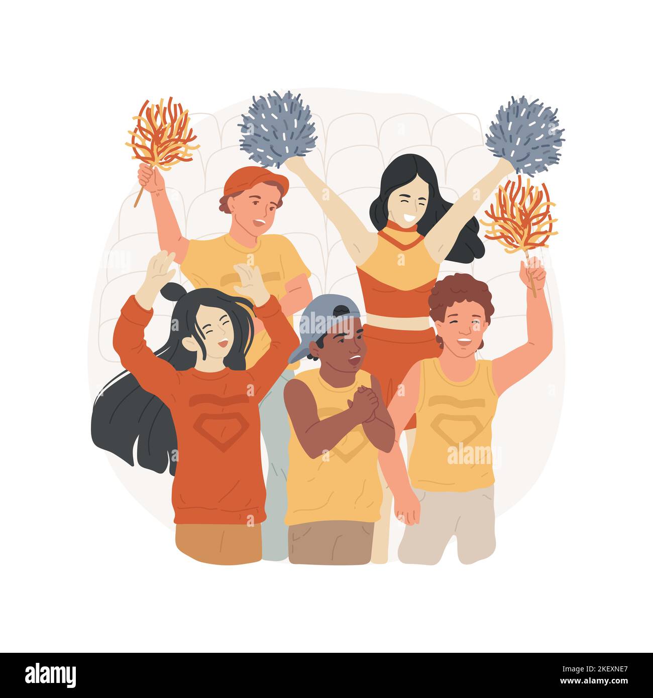 School team fans isolated cartoon vector illustration. School league, sports team, win championship, students watching game, happy crowd, socialization, high school tradition vector cartoon. Stock Vector