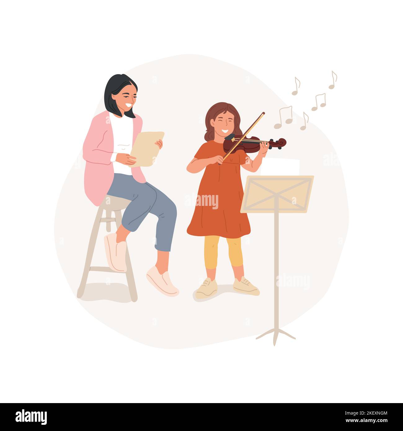 Play violin isolated cartoon vector illustration. Kid plays violin