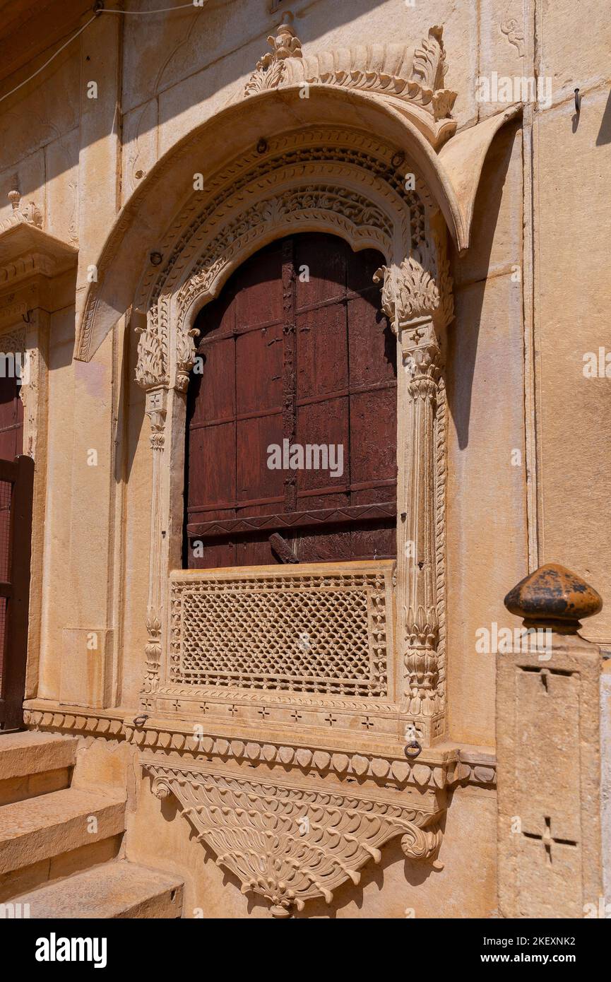 Sandstone made beautiful balcony, jharokha, stone window and exterior
