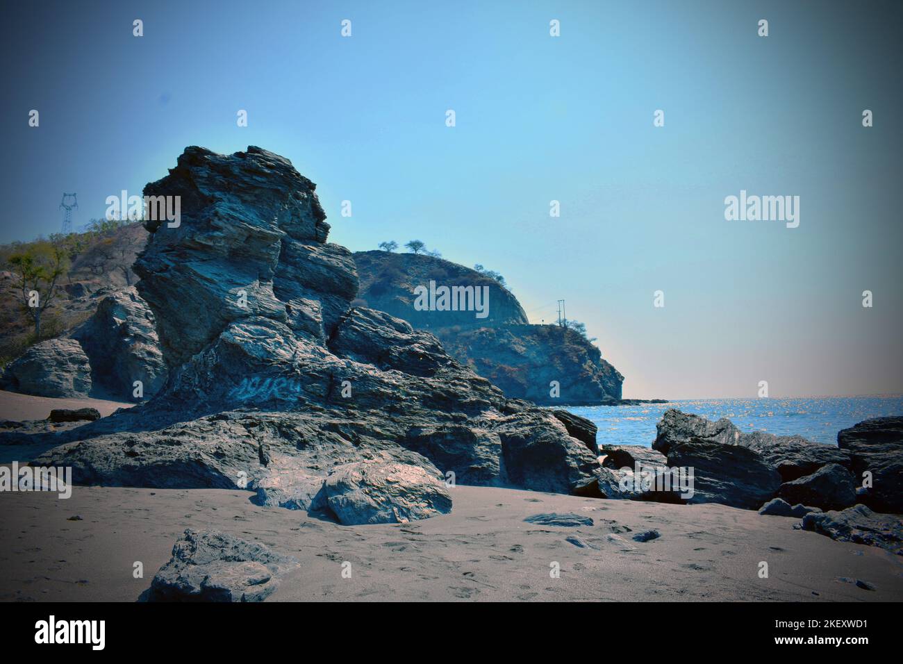 Pelila Aipelo, Liquica landmark tropical beach landscape view near dili municipalitites east Timor Stock Photo