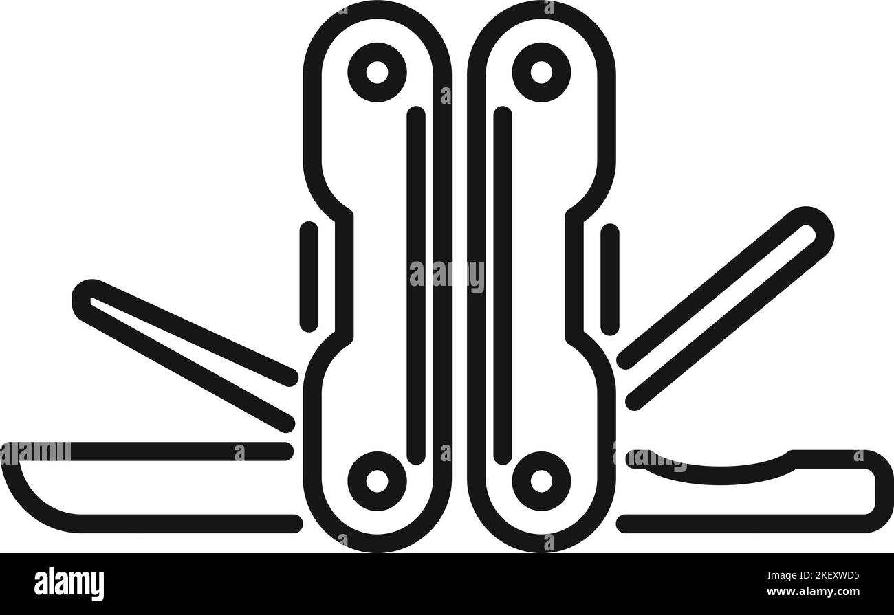 Corkscrew multitool icon outline vector. Army knife. Small utility Stock Vector
