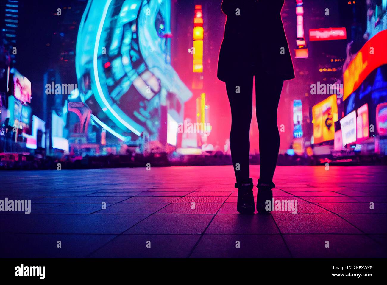 Neon lighting illustration of brightly glowing, electrified glass tubes