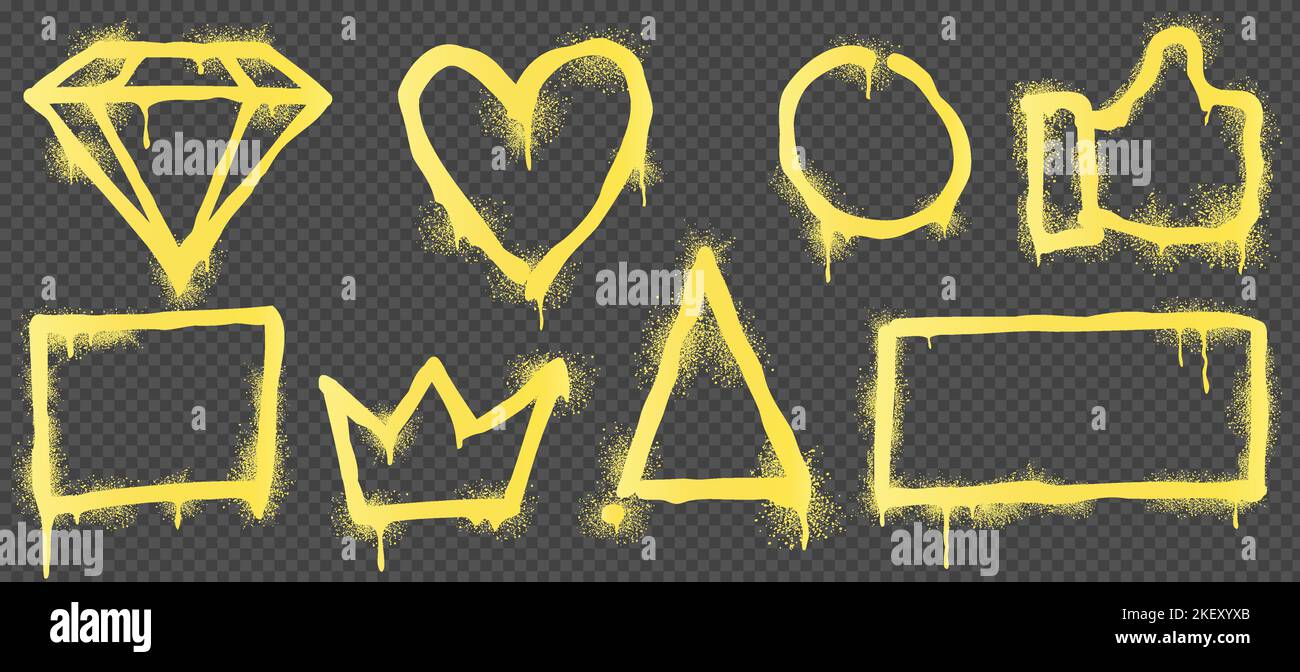 Set of graffiti spray pictures isolated on transparent background