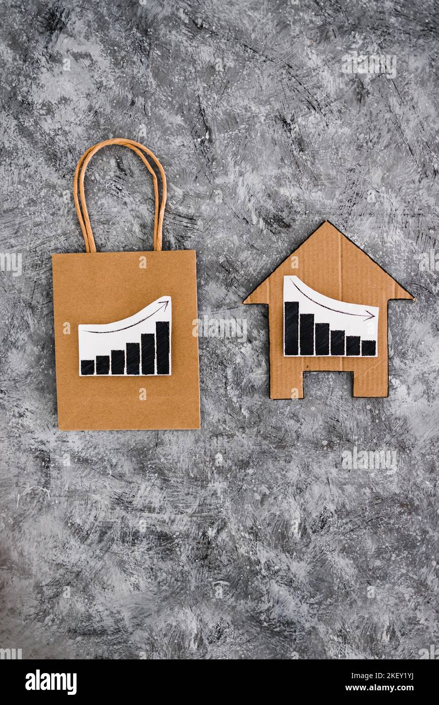 inflation going up and property prices dropping conceptual image ...
