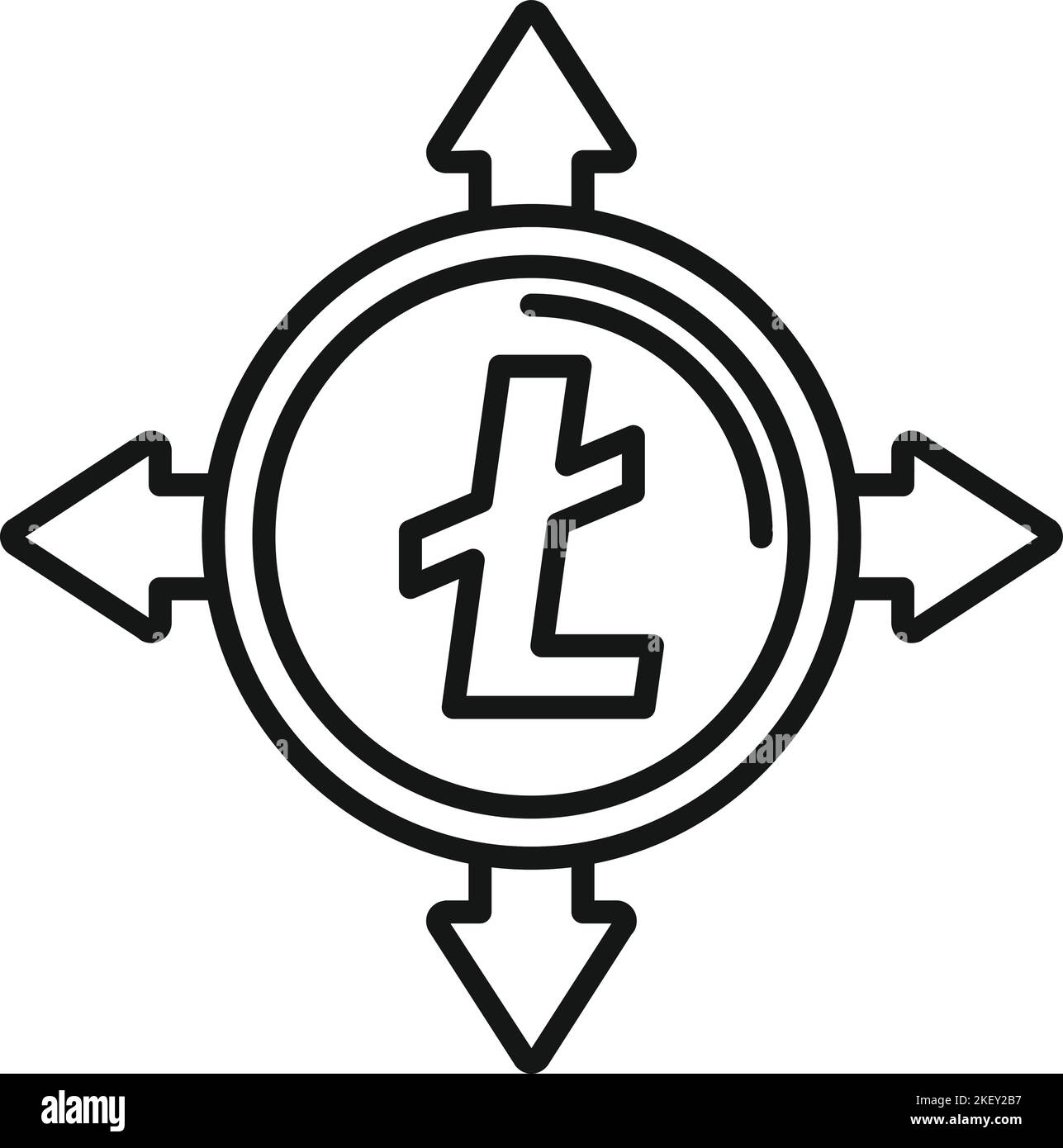 Cryptocurrency coin icon outline vector. Crypto money. Evolution barter Stock Vector