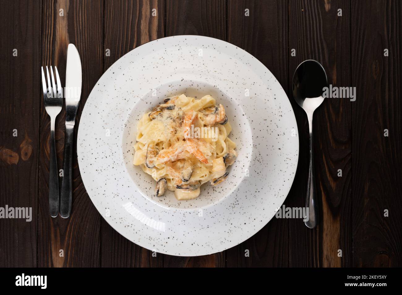 Fettuccine alfredo over view hires stock photography and images Alamy
