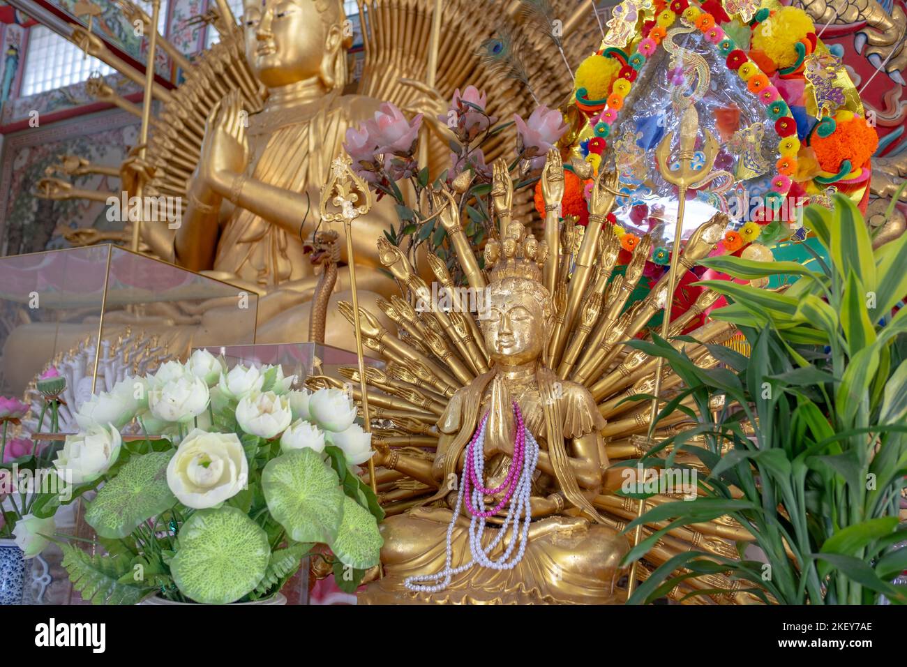 Thousand Hands Guan Yin statue at Chao Mae Guanyin Shrine located in Angsila, Chonburi, Thailand