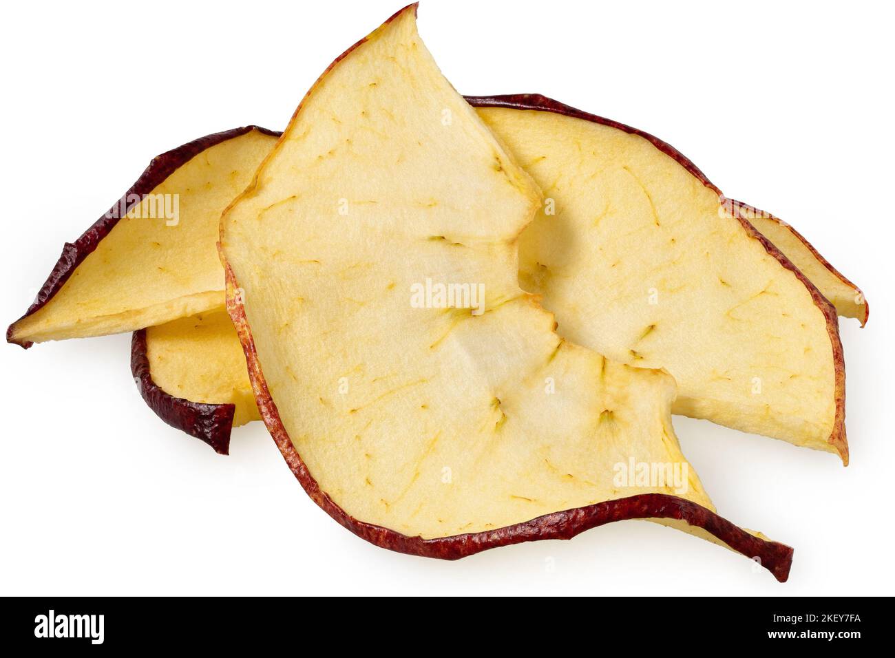 Three dried apple slices isolated on white Stock Photo Alamy