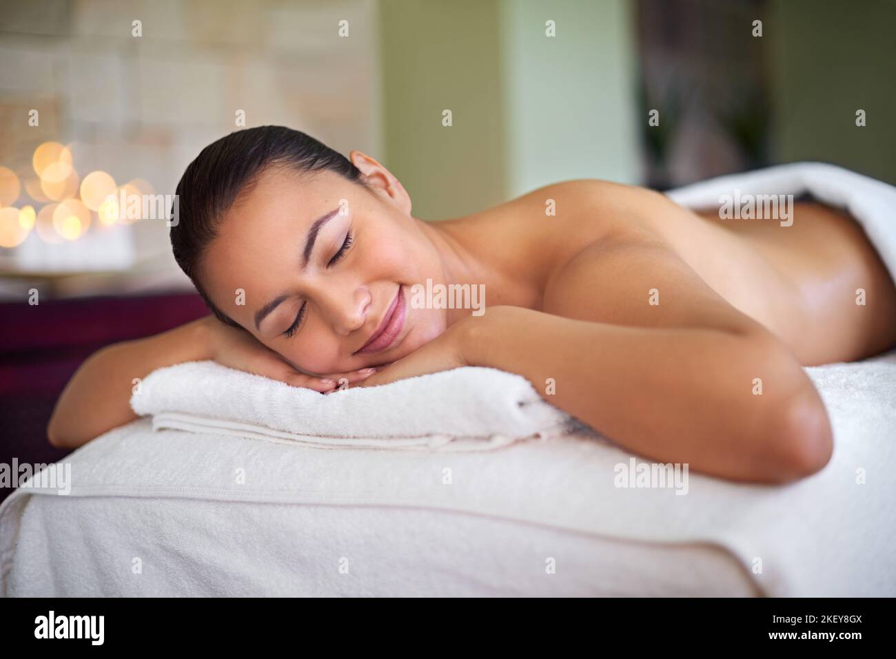 All you need is a day at the spa. an attractive woman enjoying a day at a health spa. Stock Photo