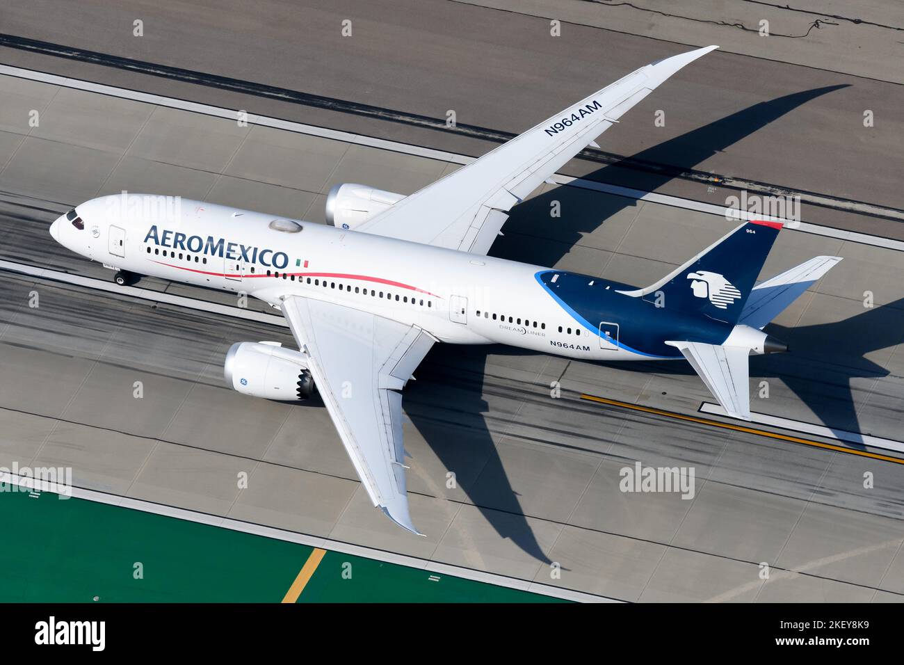 Aeromexico Boeing 787 airplane on runway. Aircraft model 787-8 registered as N964AM belonging to Aeromexico from Mexico, also know as Aero Mexico. Stock Photo