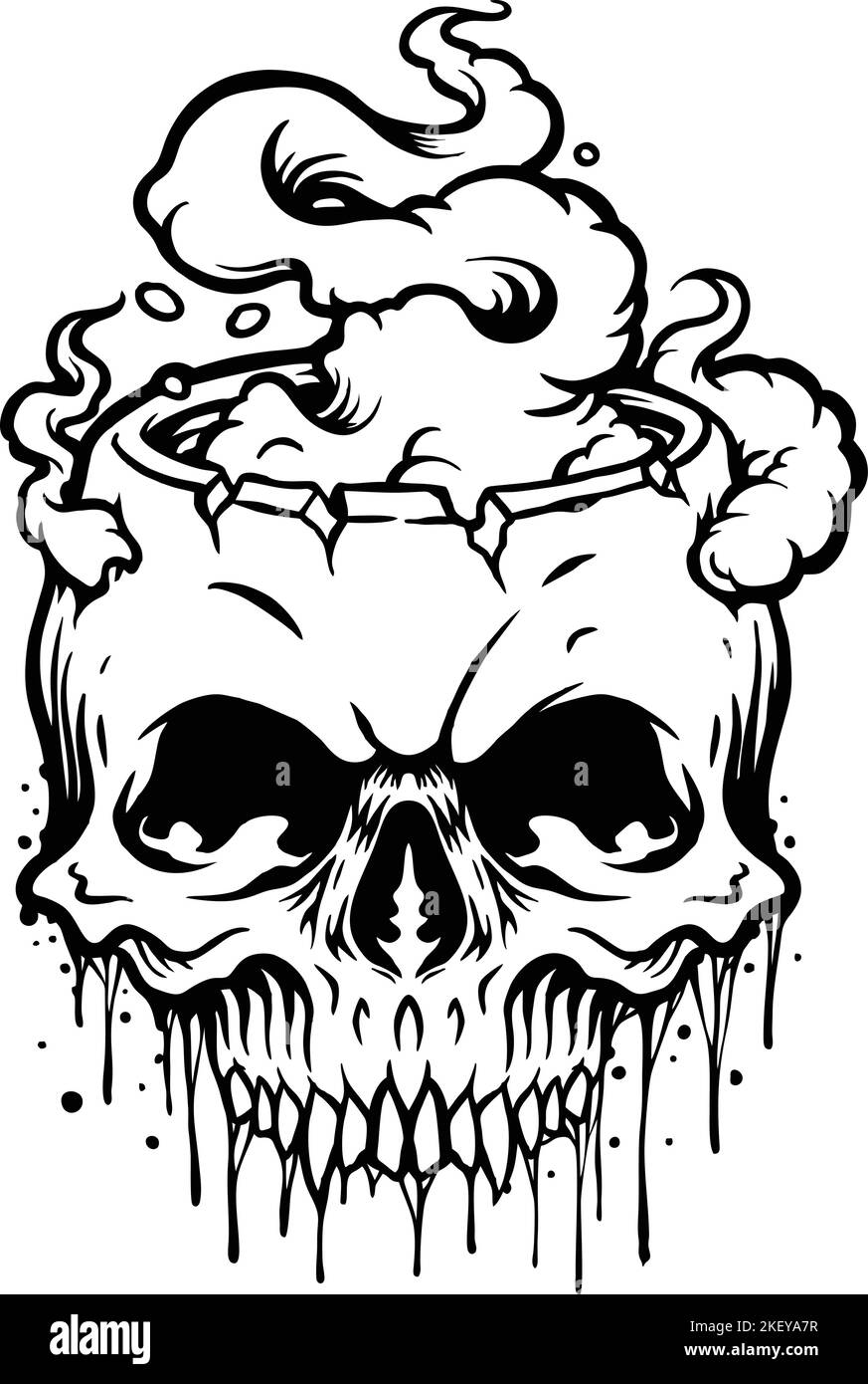Skull Burning Cloud outline vector illustrations for your work logo, merchandise t-shirt, stickers and label designs, poster, greeting cards Stock Vector