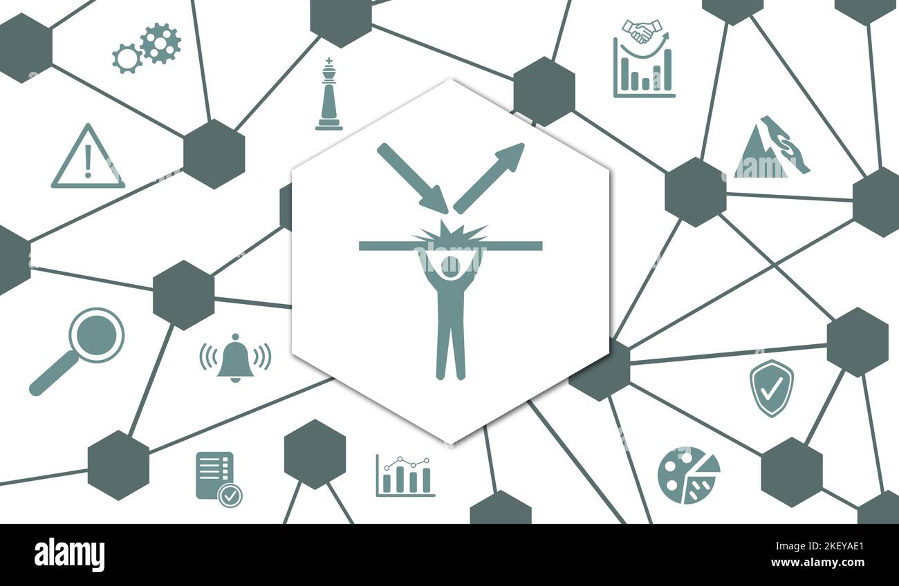 Concept of crisis management with connected icons Stock Photo - Alamy